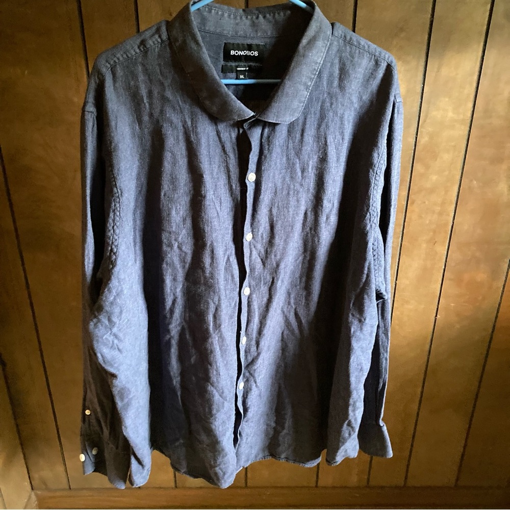 Bonobos Prominent Fit Button Up Shirt Long Sleeve Dark Blue Mens 3XL
